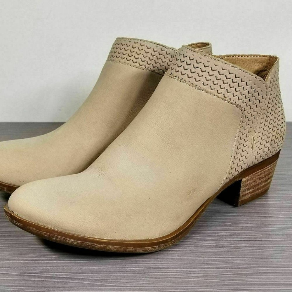 Lucky Brand Brintly Ankle Bootie, Beige Leather, Womens Size 7 & 9.5